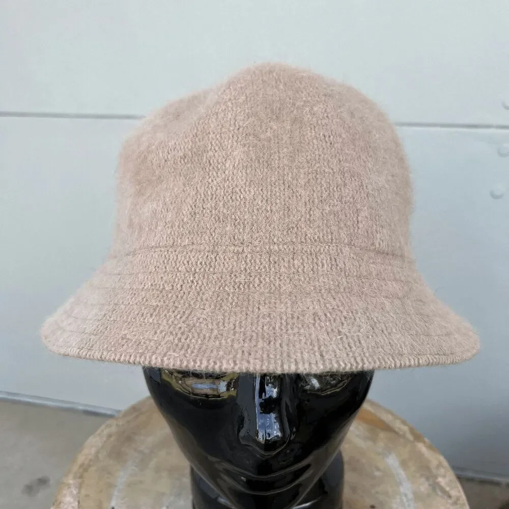 VTG Angora Wool Blend Bucket Hat Beige 90s Soft Slouchy OS
